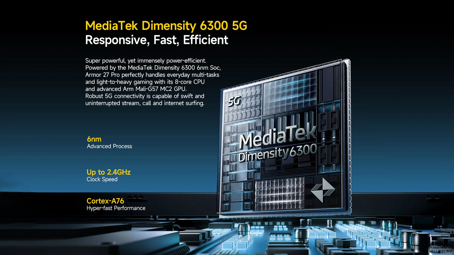 Ulefone Armor 27 Pro 5G Rugged Phone 10600mAh Smartphone 50MP Camera 64MP Night Android 14 Up to 24GB+256GB NFC Waterproof Phone