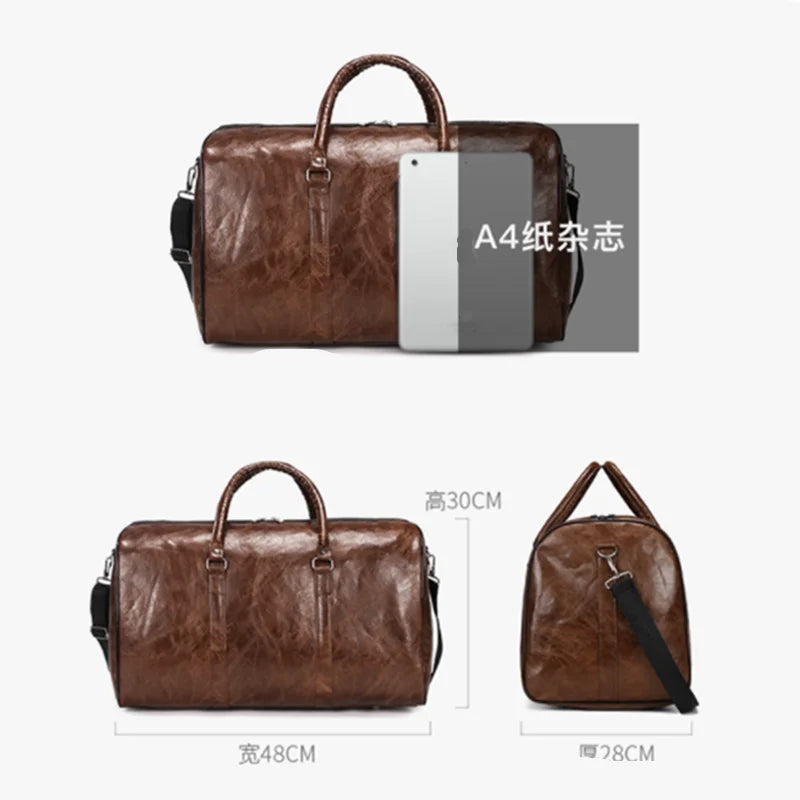 Leather Travel Bag Large Duffle Independent Big Fitness Bags Handbag Bag Luggage Shoulder Bag Black Men Fashion Zipper Pu