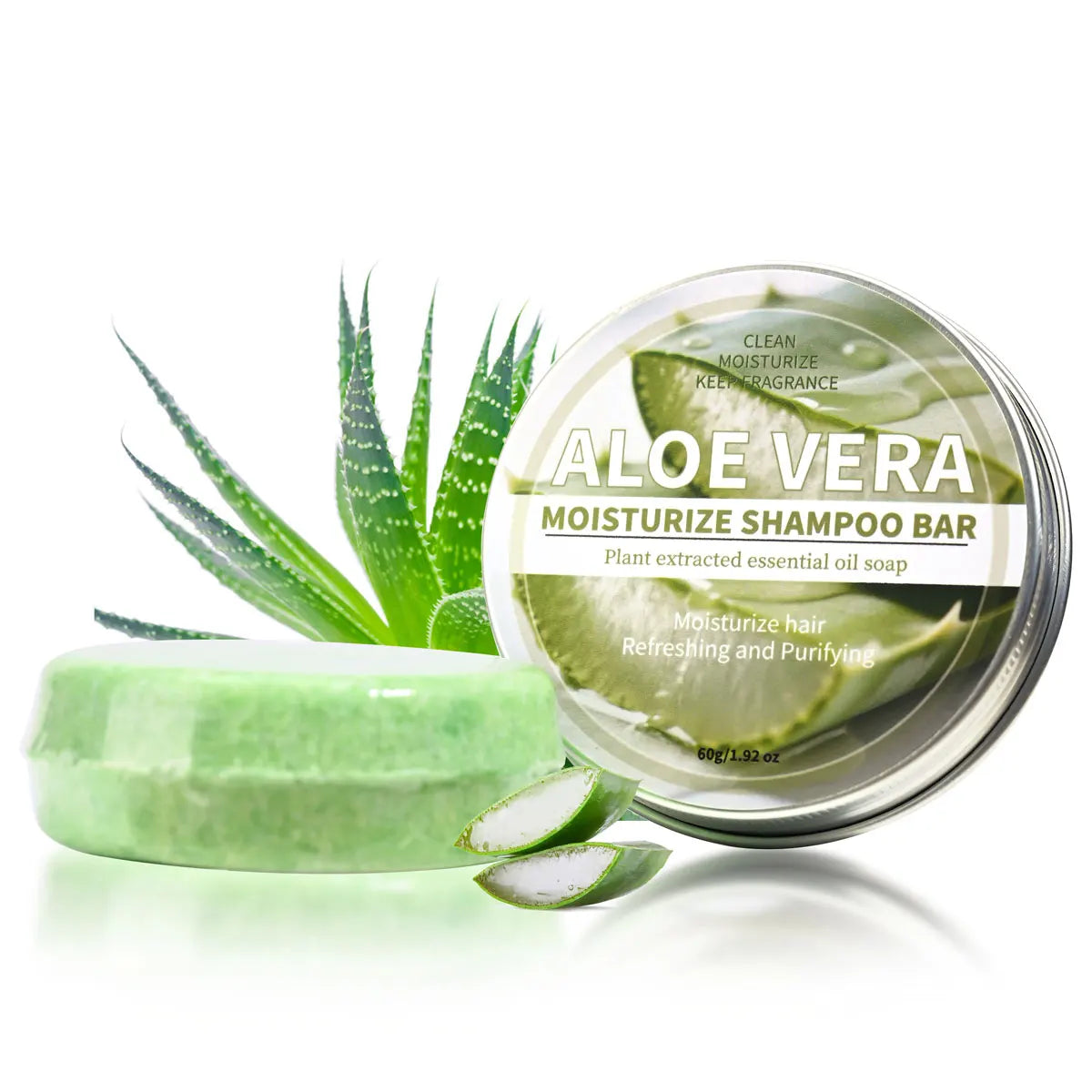 Aloe Vera Moisturizing Shampoo Bar, Plant Extract Essence Deep Cleansing Shampoo and Hair Care Soap