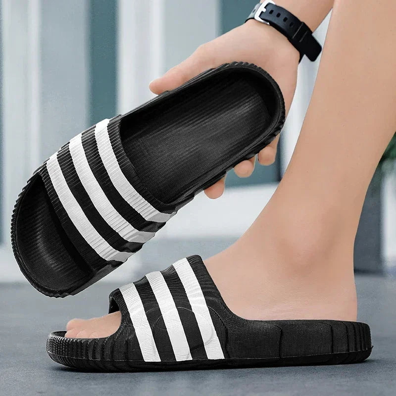 2025 Summer Men Fashion Massage Slippers Indoor/Outdoor Sandals Beach Thick Sole Male Slides Summer Non-Slip Shower Slippers