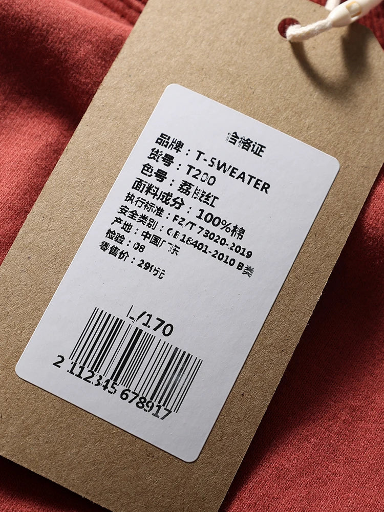 2025 Summer New American Retro Short Sleeve O-neck Solid Color T-shirt Men's Fashion 100% Cotton Washed Casual Terry Cloth Tops