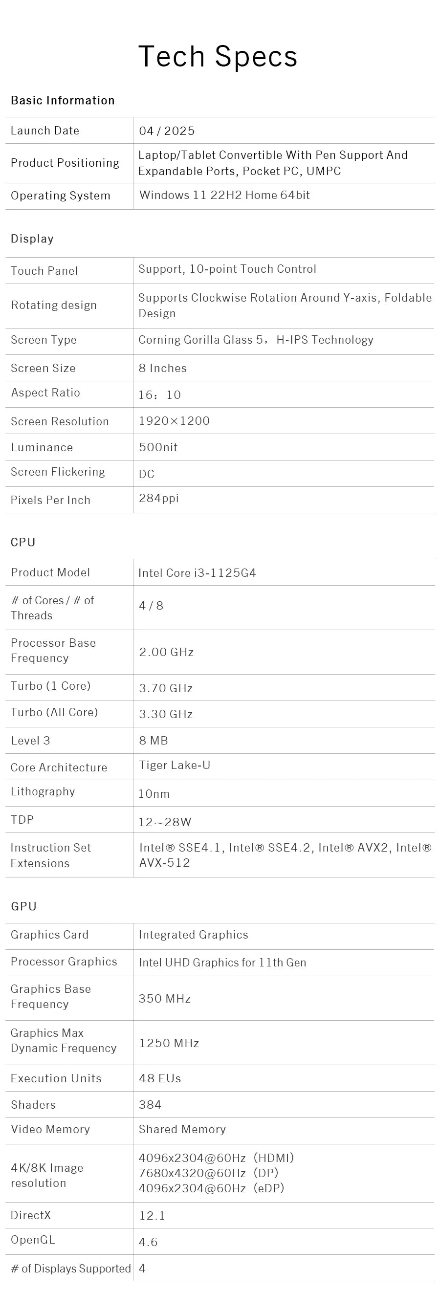 GPD Pocket 3 Intel pentium Gold 7505RAM 16GB RAM 12GB SSD Hard Disk Windows 11 Home Laptop Notebook Mini PC Touch Screen
