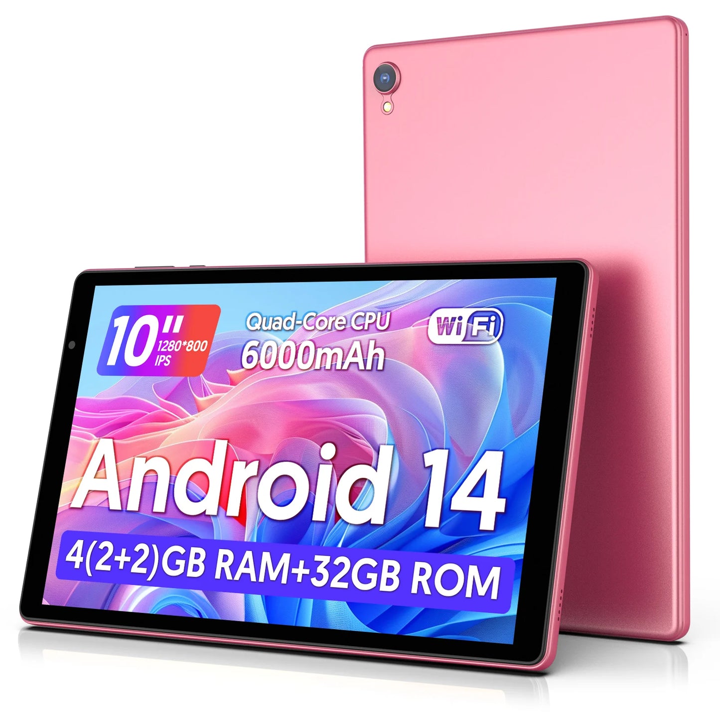 Latest Android 14 Tablet, 10-inch Tablet, Quad-core Processor, 5G WiFi, 4GB ROM + 32GB RAM, 1280*800 Resolution, 6000mAh Battery