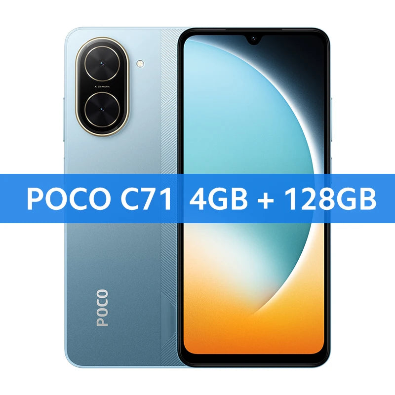 POCO C71 Global Version UNISOC T7250 processor 32MP AI dual camera Immersive 6.88” display 15W fast charging AI face unlock