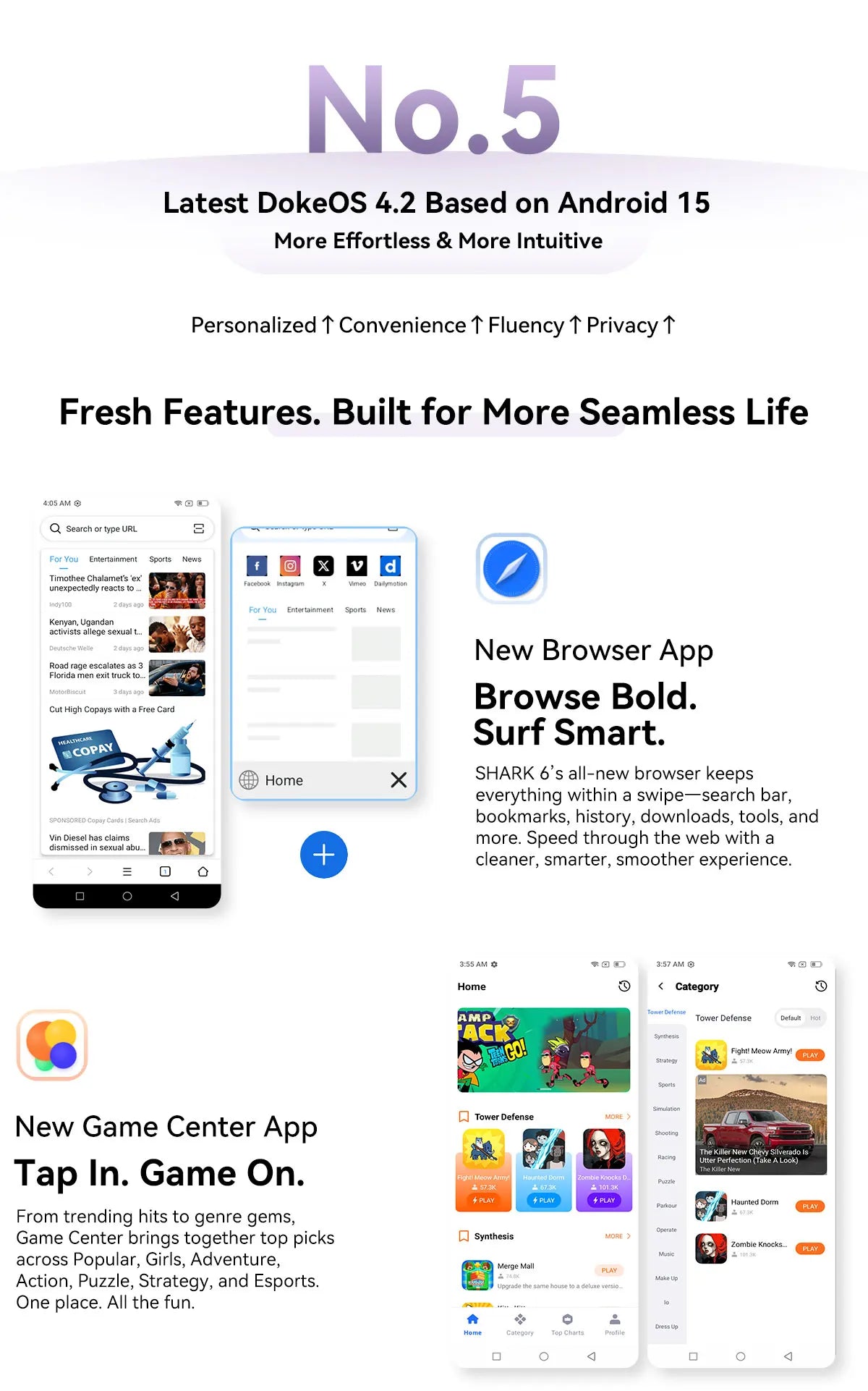 Blackview SHARK 6 AI Smartphone Android 15 Unisoc T8100 5G Mobile Phone 6.88'' Display 120Hz, 8+16GB RAM,128GB+2TB ROM, 5000mAh