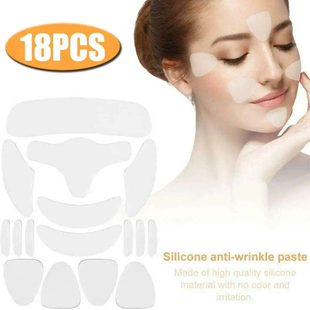 18Pcs Silicone Face Forehead Cheek Chin Sticker Anti-wrinkle Face Eye Patches Wrinkle Removal Face Lifting Beauty Tool Skin Care