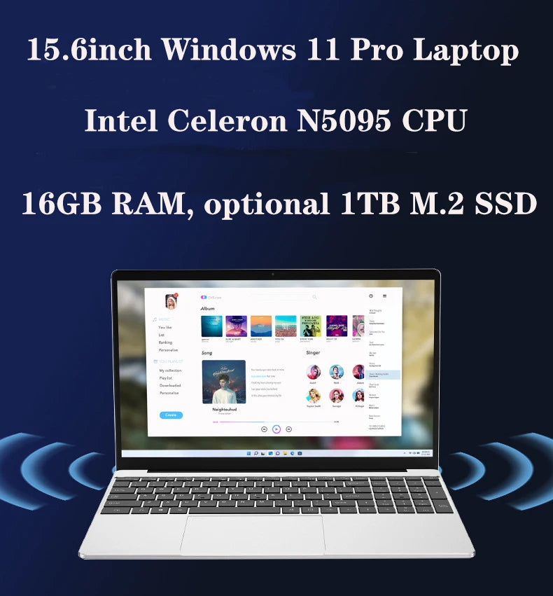 2023 Cheapest 15.6 inch Windows 11 Notebook Laptop 16GB RAM 1TB/512GB/256GB SSD Fingerprint Unlock Gaming Computer