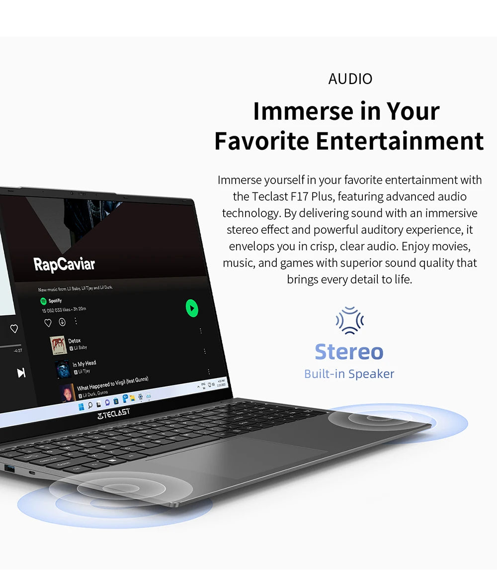 Teclast F17Plus 17.3 inch Laptop Intel N150 16GB RAM 512GB SSD Windows 11 Notebook 180° Flip Computer Backlit Keyboard mini-HDMI
