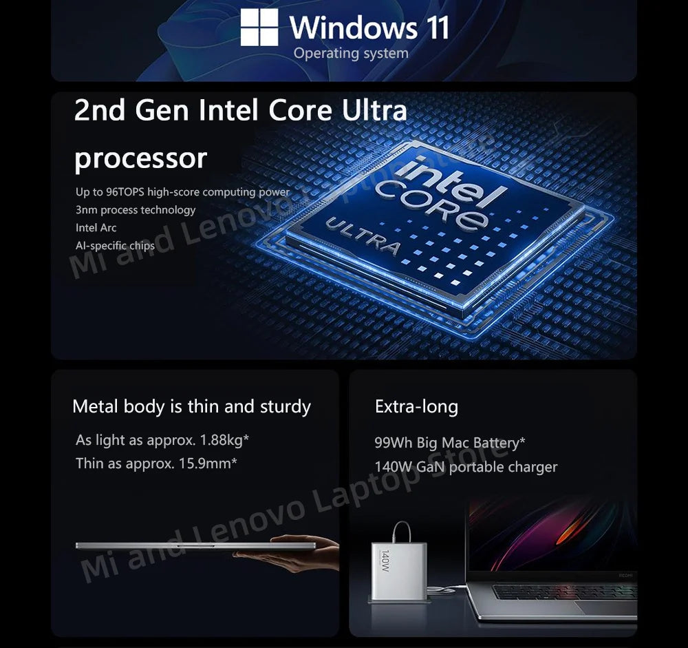 【Russia Stock】REDMI Book Pro 16 2025 Intel Arc Graphics Ultra5-225H 32GB+1TB 16inch 2.5K 120Hz Screen
