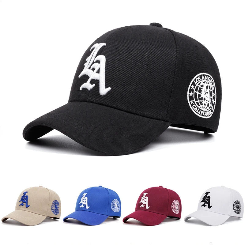 2025 New LA Letter Side Earth Embroidery Women's Fashion Baseball Hat Casual Hat Men's Outdoor Sports Sunshade Hat Hip Hop Hat