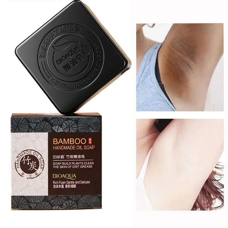 100g Bamboo Charcoal Handmade Soap Skin Moisturizing Deep Cleansing Oil Control Blackhead Remover Face Wash Hair Bath Skin Care