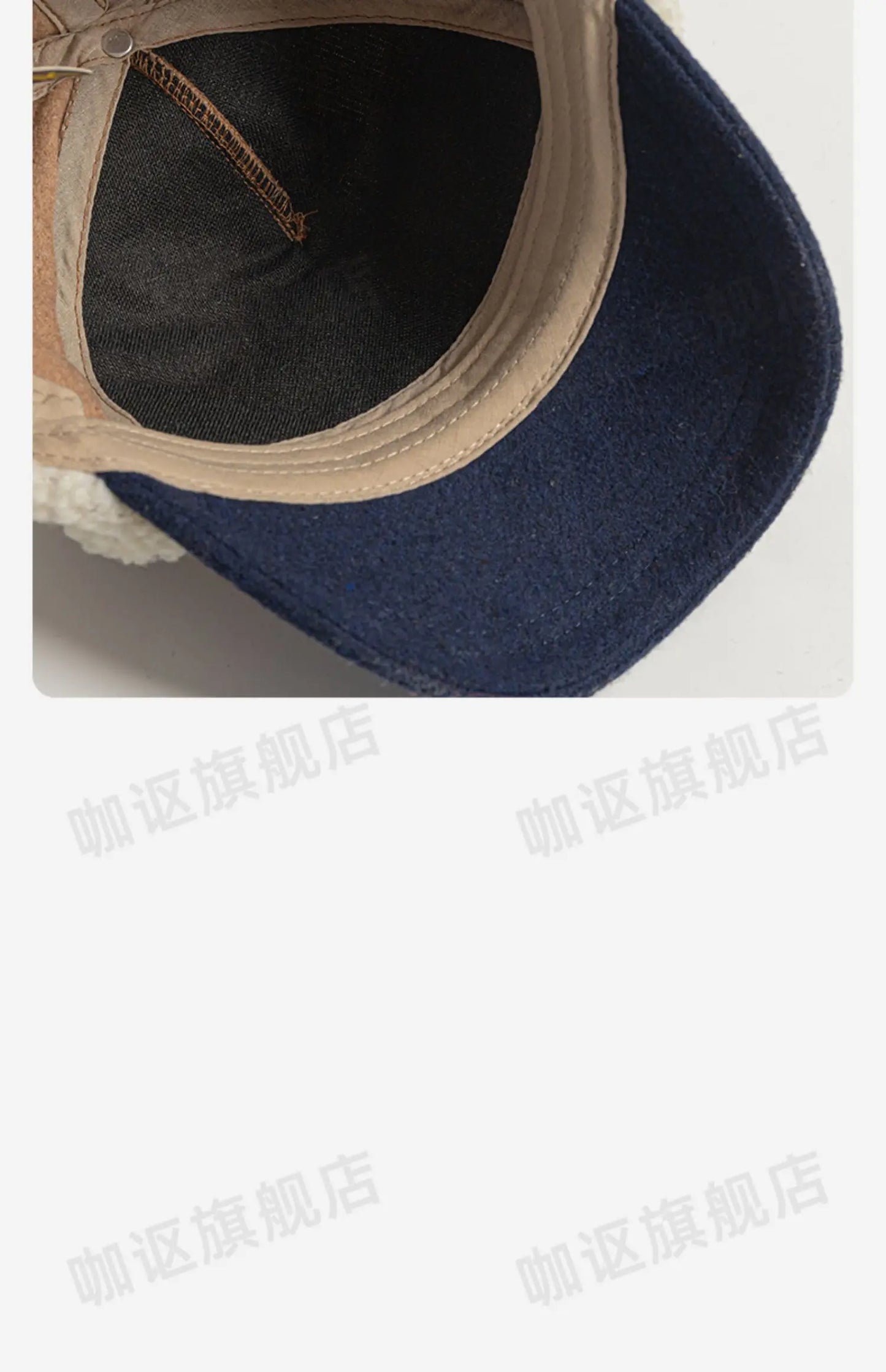 Retro Woolen Color Matching Bomber Hat Men and Women Street Japanese Trend Peaked Cap Plush Thermal Ear Protection Baseball Cap
