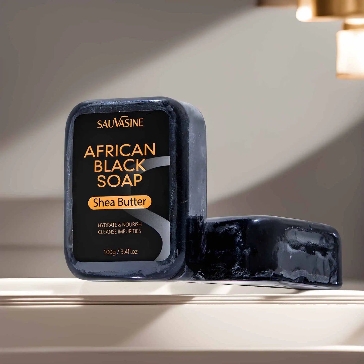 100g AFRICAN BLACK SOAP Shea Butter Bar Moisturizing Acne Treatment Cleanser for Clear Skin Care Deep Cleaning Glowing