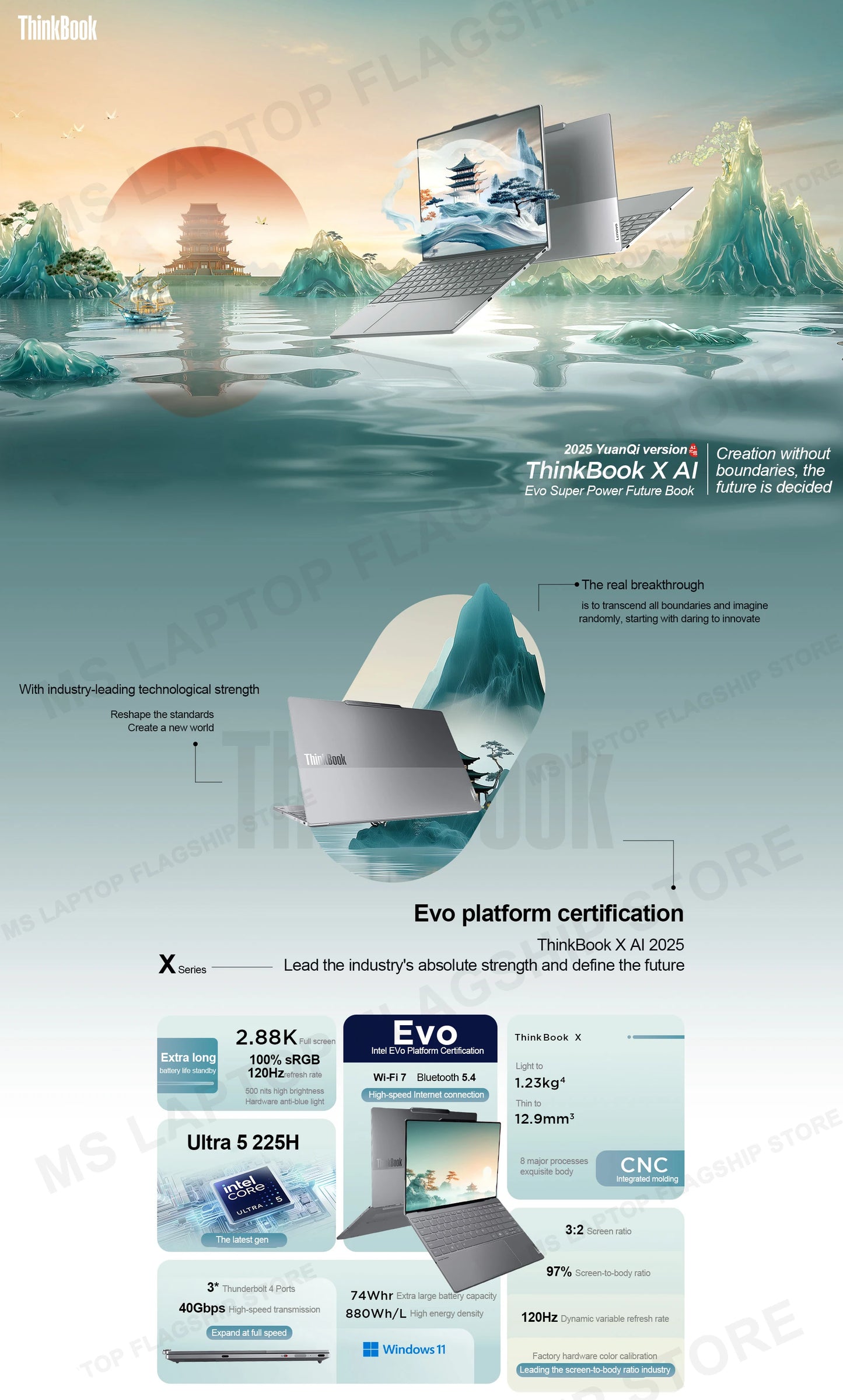 【2025 New】Lenovo ThinkBook X 32G+1T Ultra5/Ultra9/ARC 13.5inch 2.8K 120Hz (Optional Touch Version)