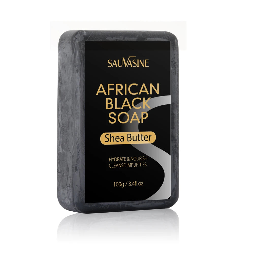 100g AFRICAN BLACK SOAP Shea Butter Bar Moisturizing Acne Treatment Cleanser for Clear Skin Care Deep Cleaning Glowing