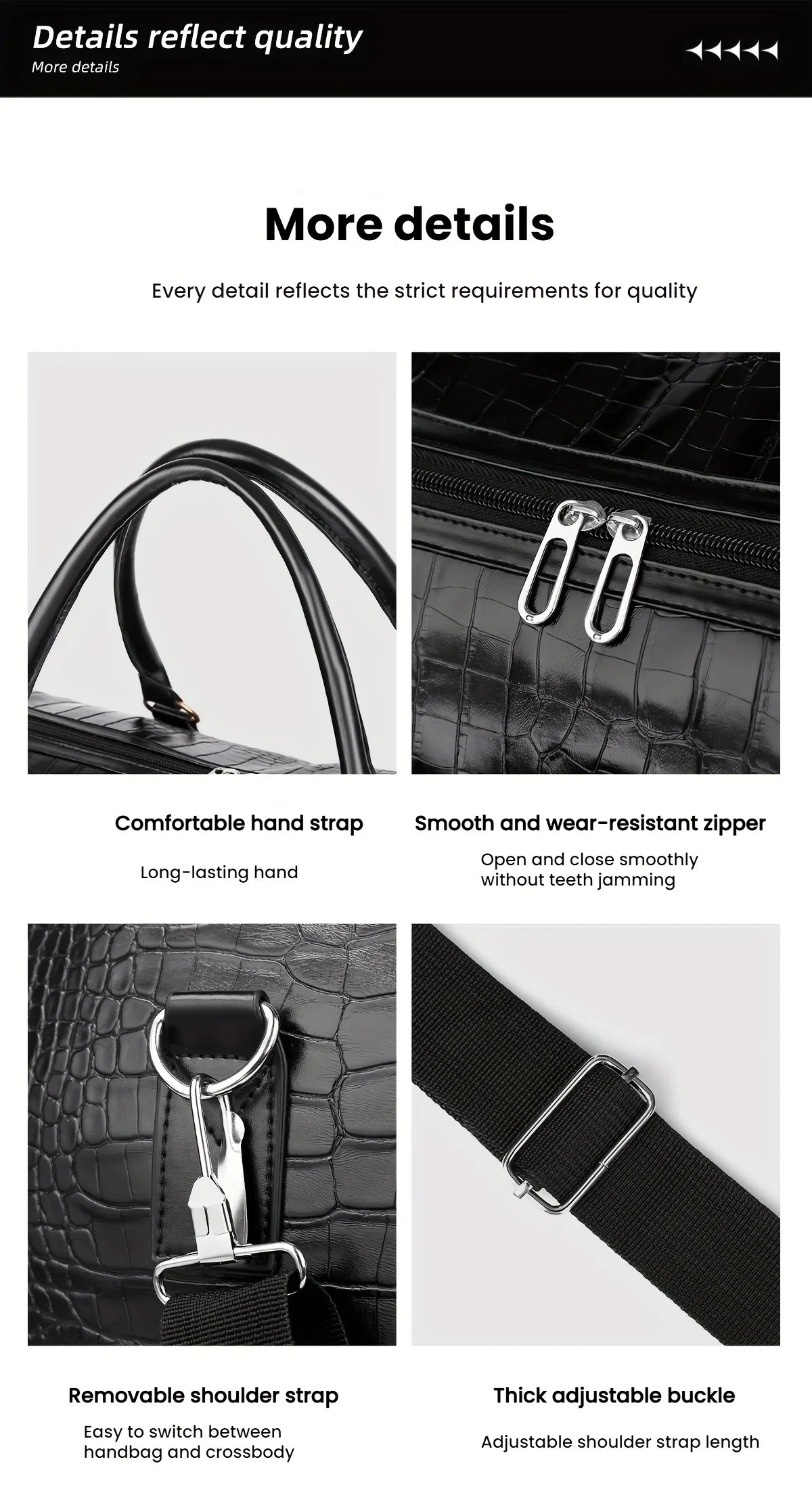 Large Capacity Retro Crocodile-Textured Duffel Bag with Adjustable Shoulder Strap, Stylish Gym, Weekender & Overnight Bag