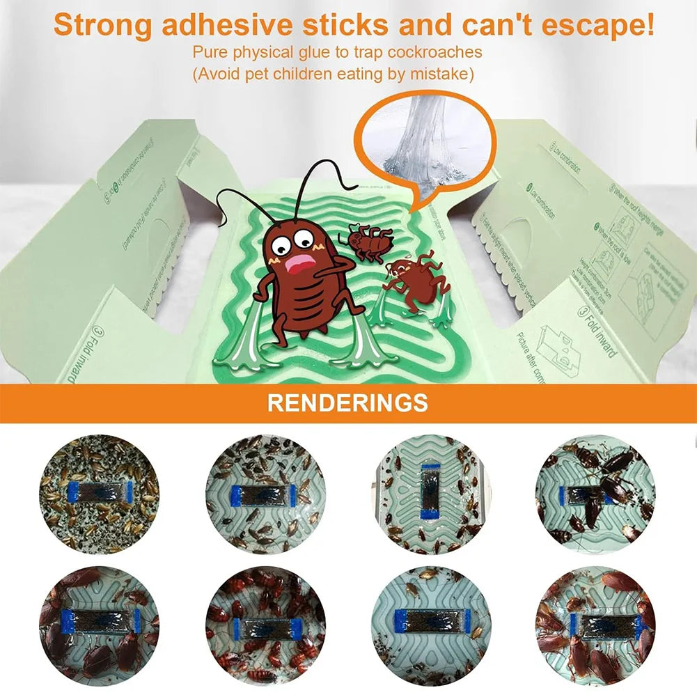 10 Pack Roach Baited Glue Traps Indoor Infestation Traps Glue Cockroach Killer Infestation Indoor Home Pest Bug Insect Control