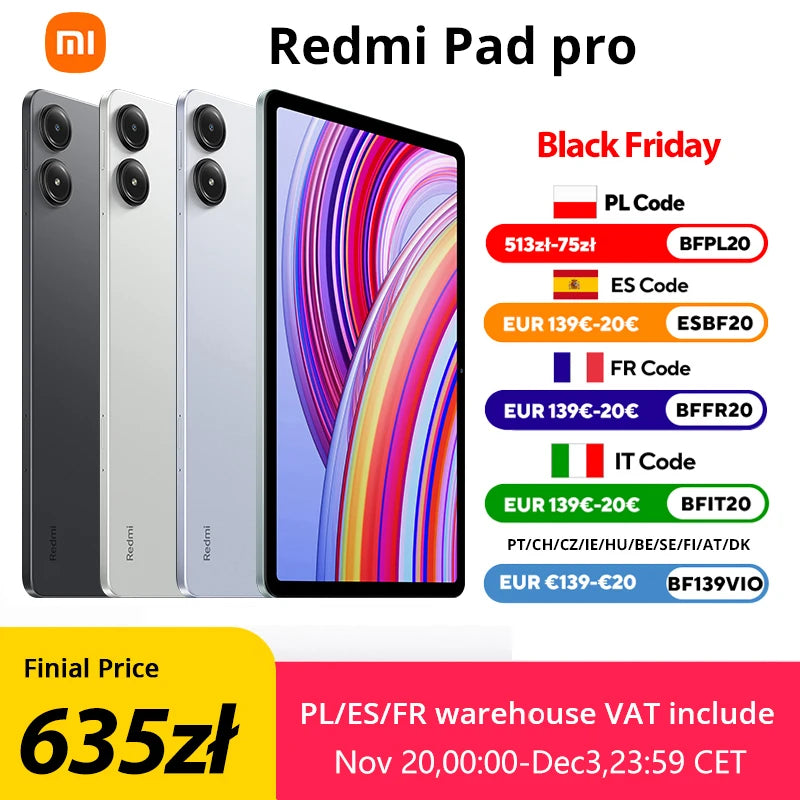 Xiaomi Redmi Pad Pro Tablet Global Version 128GB/256GB Snapdragon 7S Gen 2 octa Core 12.1 ''display 120Hz 10000mAh battery