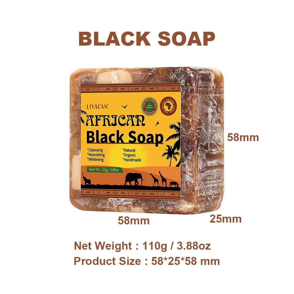African Black Soap Raw Black Body Cleaning Bath Soap Essential Oil Handmade Soap
