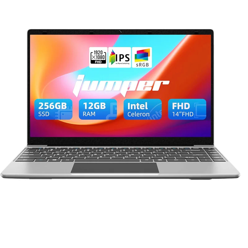 14 Inch Laptop PC 12GB LPDDR4 RAM 256GB SSD ROM 1080p FHD IPS Screen Windows 11 Computer with Celeron 4-Core Processor WIFI