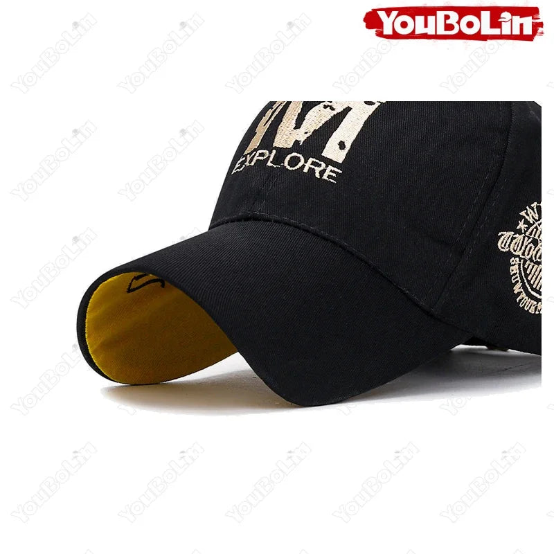 M letter Wolf Totem Embroidery Cotton Adjustable Hard Top Baseball Cap Sun Hat Trucker Caps Dad Hats