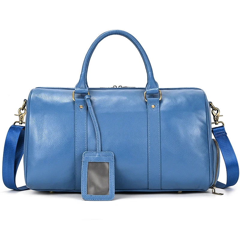 Natural Cowskin Travel Bags Waterproof Men's Leather Overnight Bag Handbag For Plane Luggage Men Male Weekend Bag Business 55cm