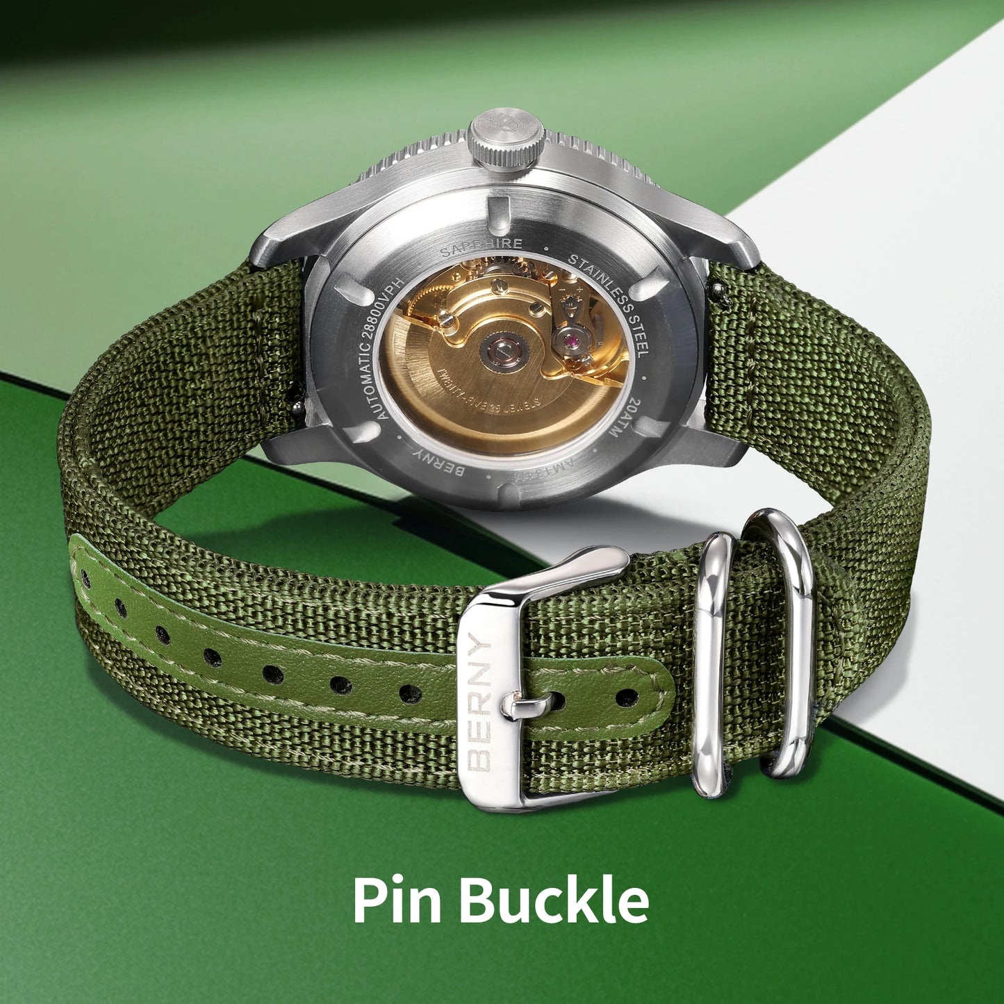 BERNY Top Automatic Diver Watch for Men PT5000 Movement 20ATM Waterproof Luminous Sapphire Lens Sport Swimming Diving Watch Men