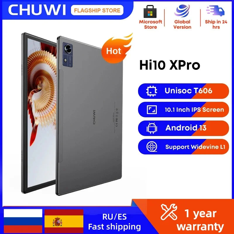 CHUWI Hi10X Pro Tablet 4G LTE Android 13 Widevine L1 10.1" IPS Core Unisoc T606 4GB RAM 128GB ROM Tablets 2.4G/5G Wifi 7000Mah