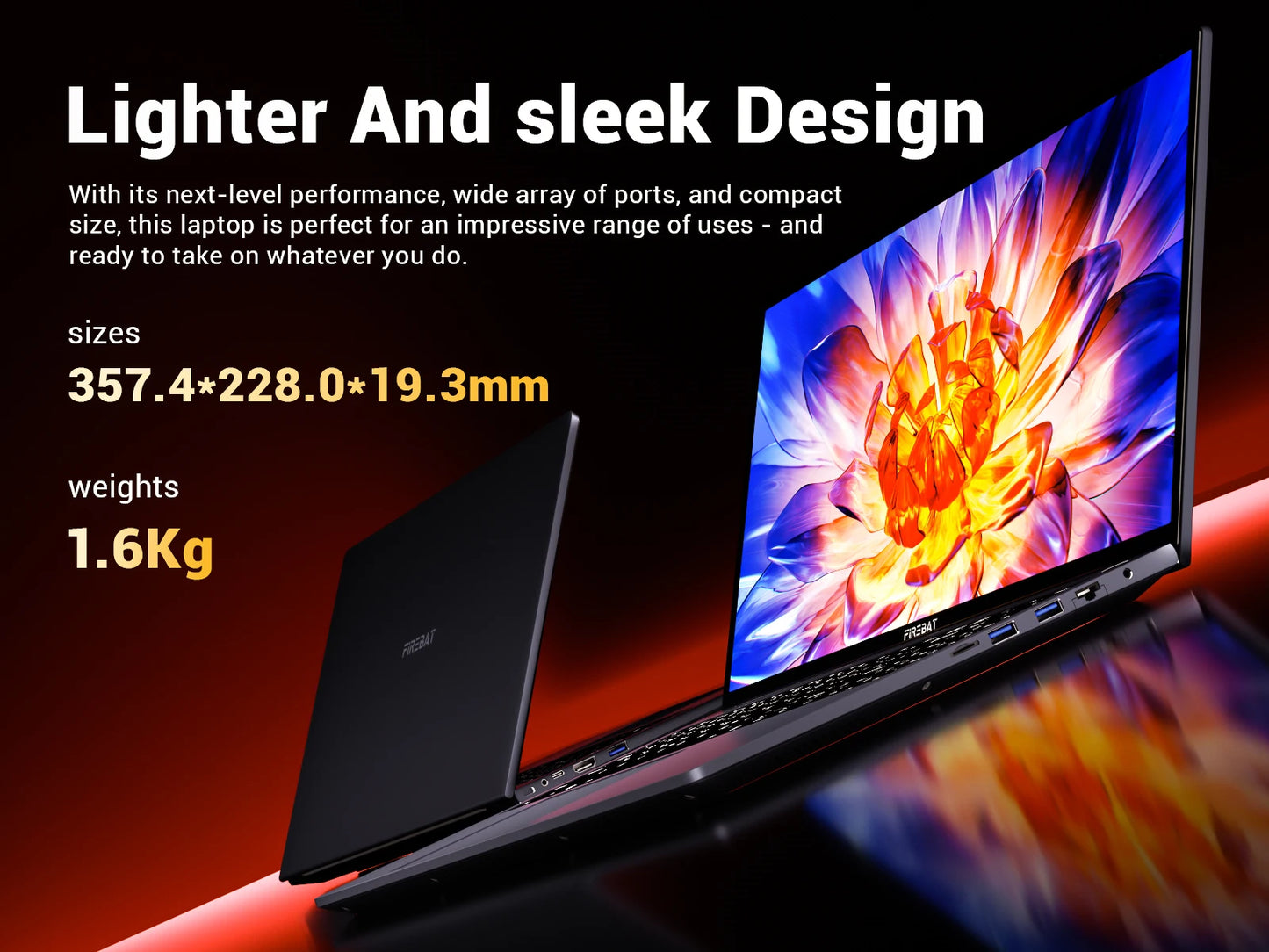 Firebat Laptop AT15 15.6 Inch Intel N150 DDR4 16GB RAM 512GB 1TB SSD 1920*1080 Windows 11 Notebook Backlit Integrated Numpad