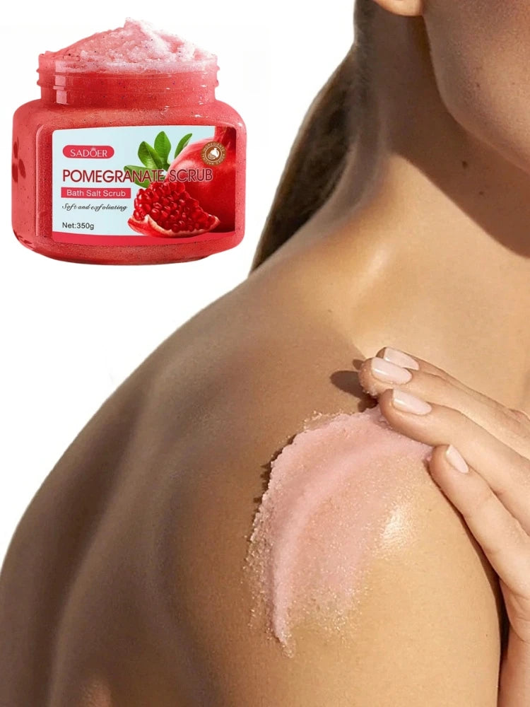 350g Pomegranate Scrub Has Rich in Walnut Shell Powder, Glycerin and Other Skin Care Ingredients, Gentle and Delicate Scrub Particles for Deep Cleansing Skin, Removing Dirt, Physical Exfoliation, Refreshing and Purifying Skin