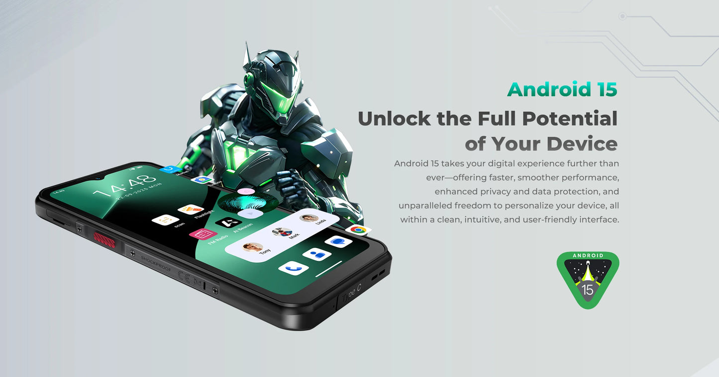 Oukitel WP62 5G Rugged Smartphone 48GB(16+32) +512GB, 6.6" FHD+ 108MP Camera Mobile Phone, 11000mAh 33W, Android 15 Cellphone