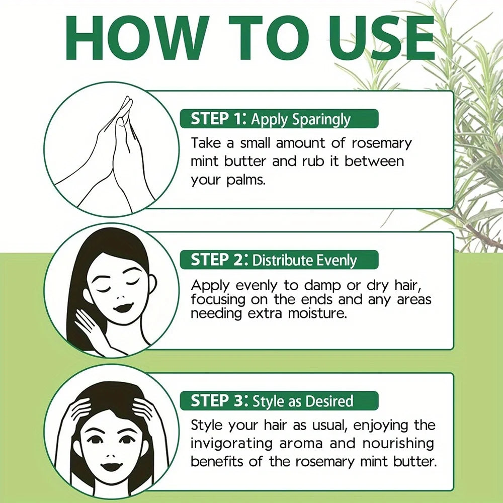GZE Rosemary Mint Hair & Strong Roots Butter - Natural Hair Growth & Damage Repair Treatment for Stronger, Healthier Hair
