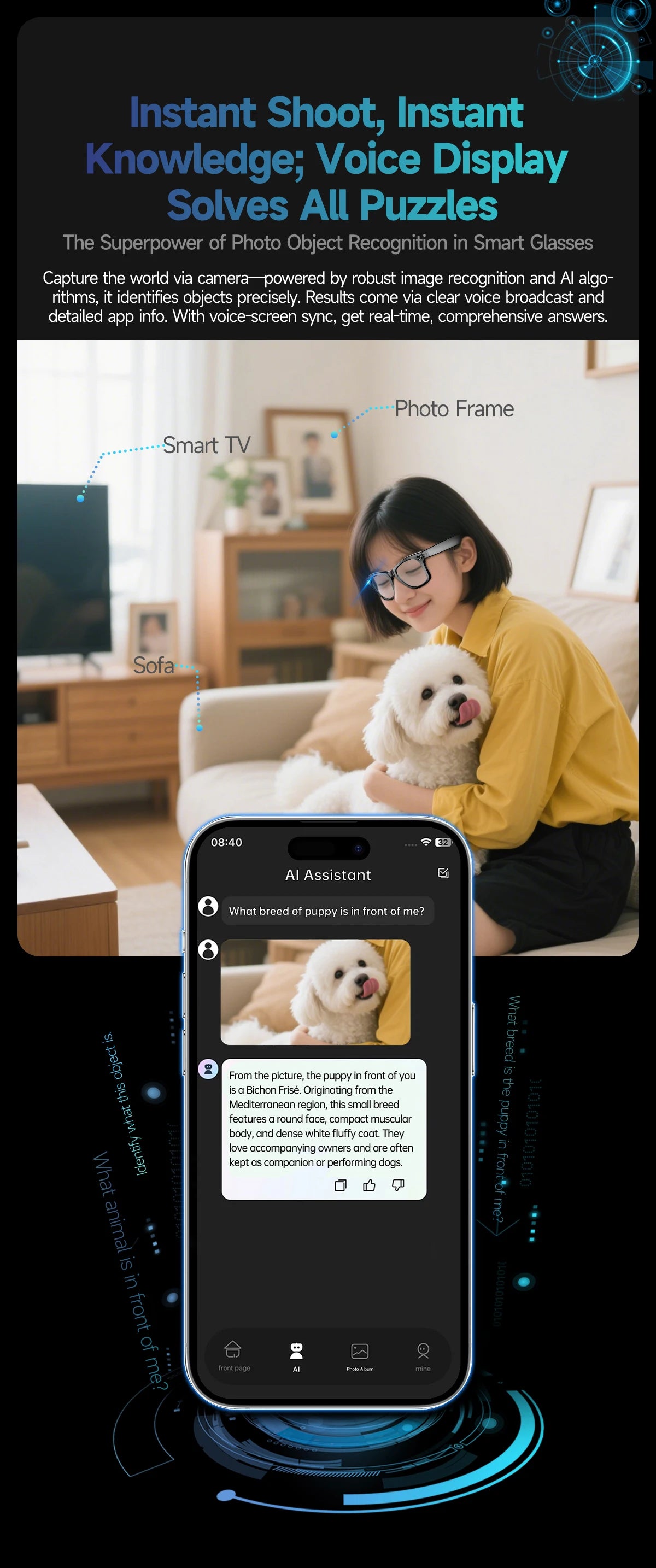 2025 Smart Glasses 32GB Memory with Camera Sunglasses Mini Camera Video Translation Bluetooth Call Anti-blue Glasses Man Women