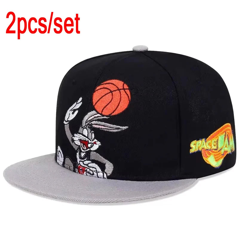 Unisex Rabbits Playing Basketball Embroidery Hip-hop Hats Spring Autumn Outdoor Adjustable Casual Baseball Caps Sunscreen Hat