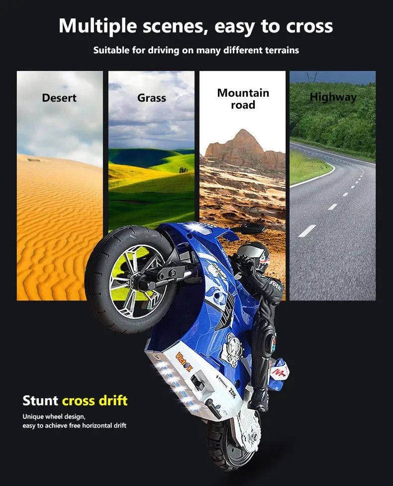 1/6 RC Motorcycle Rc Cars Self-stable Balance Standing on One Wheel Competitive Racing Drift Stunt Electric Motorcycle for Kids