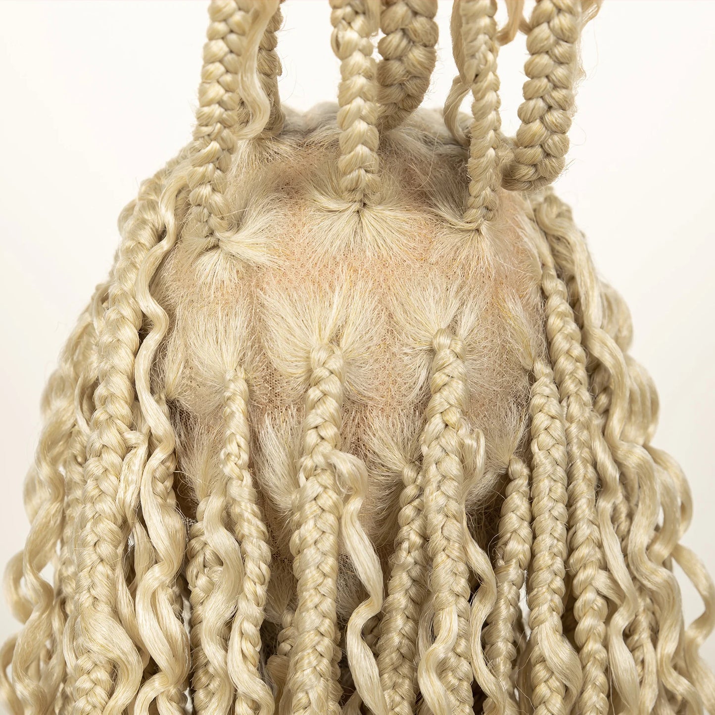 20inch Synthetic Cornrow Braided Wigs Half Braids Half Bohemian Wig 613# for Black Women Knotless Fashion Wig Sytlish