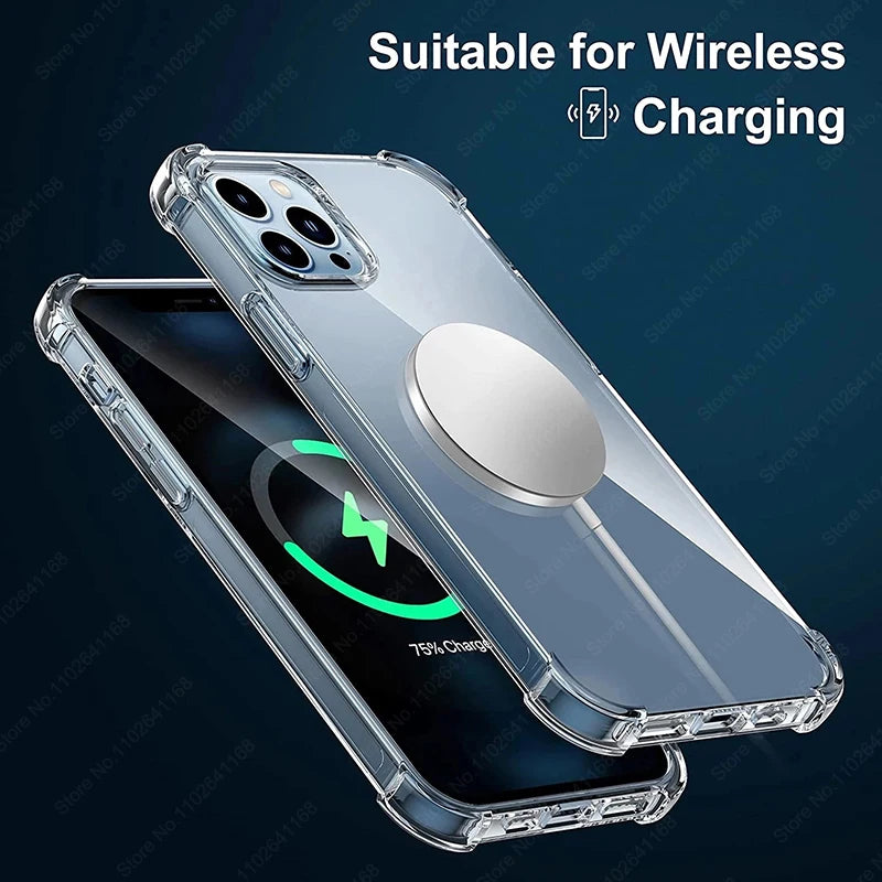 Luxury Shockproof Clear Phone Cases For iPhone 16 15 14 13 12 11 Pro Max 8 Plus XR XS Max Silicone Bumper Transparent Back Cover