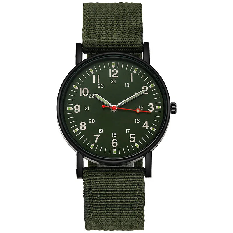 YIKAZE Fashion Men's Watches Luxury Military Men Quartz Watch Canvas Strap Luminous Hands Clock Sports Wristwatch for Man Male