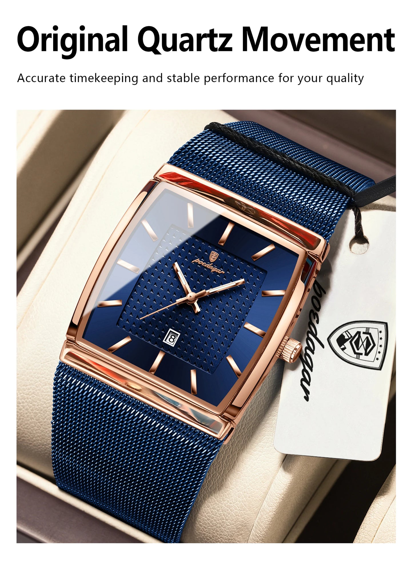 POEDAGAR Luxury Fashion Men Clock Stainless Steel Mesh Date Waterproof Luminous Man Wristwatch Quartz Casual Men's Watches Reloj