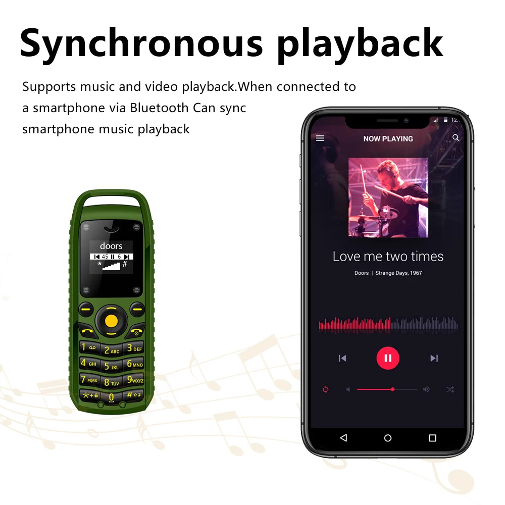 SERVO B25 Button Mini Mobile Phone 2 SIM Standby Bluetooth Dialing Surround Wear Blacklist Smallest Backup Cellphones for Sports
