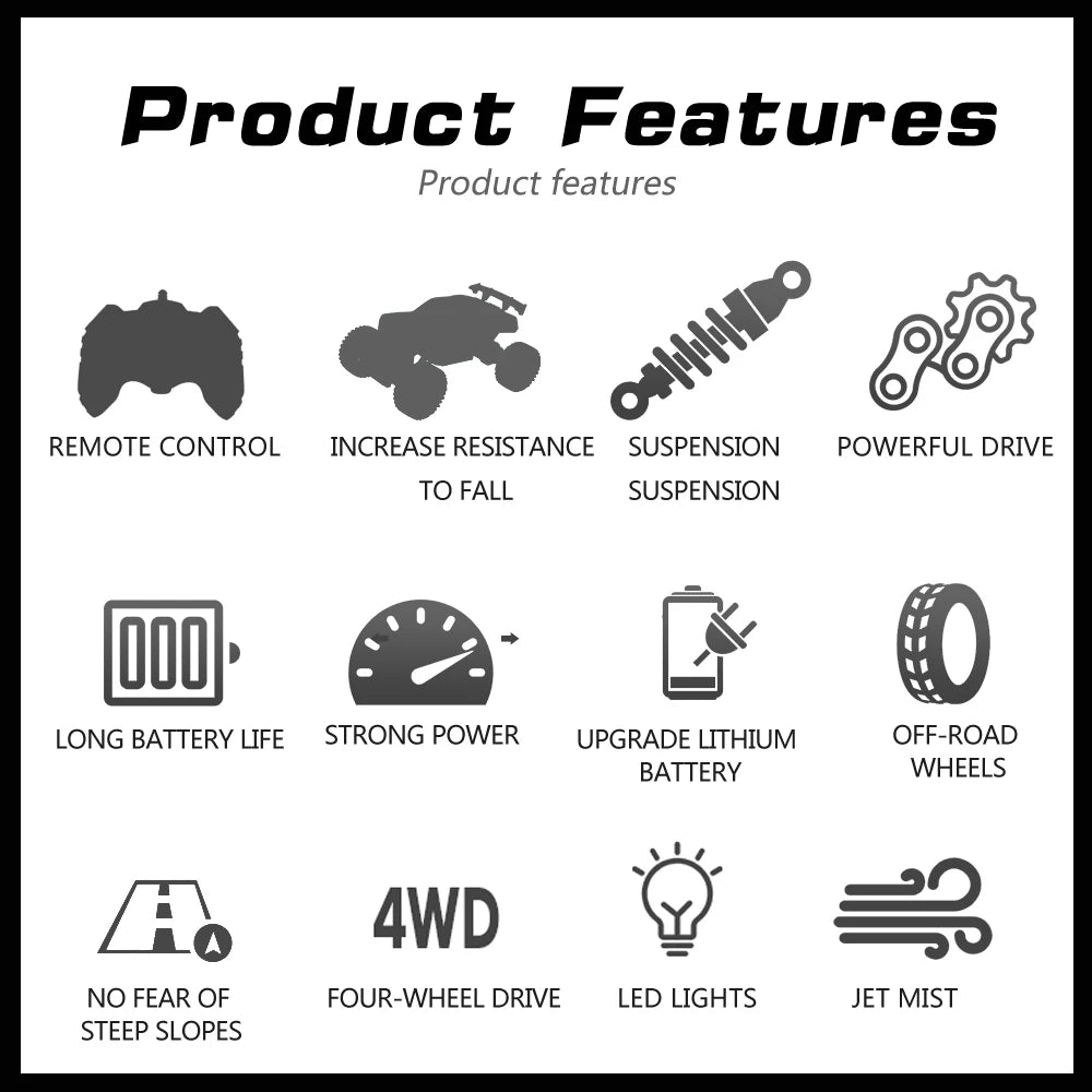 1:16 RC Car 2.4G Four Wheel Drive High-Speed Remote Control Drift Racing Car With LED Lights 4WD RC Car Model Toys for Boys Kid