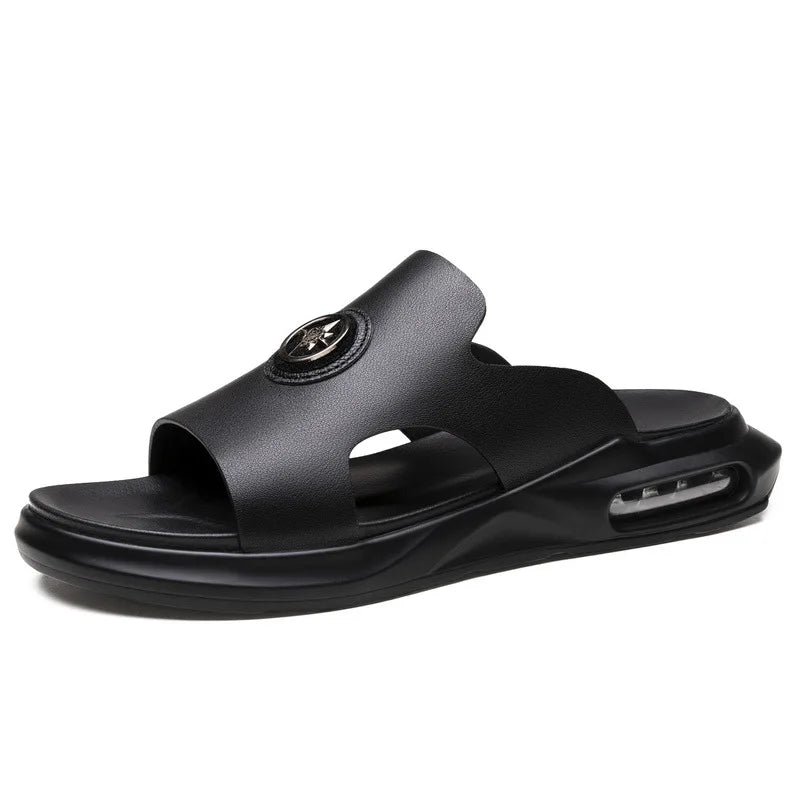 Luxury Men's Genuine Leather Sandals Classic Roman Men Shoes Slippers Soft Comfortable Men Non-slip Walking Slippers Footwea