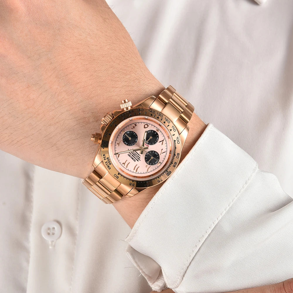 39.3mm VK63 Men's watch Arabian Dial customized Men's watch Luxury Quartz watch man VK63 Sport Chronograph Sapphire Glass watch