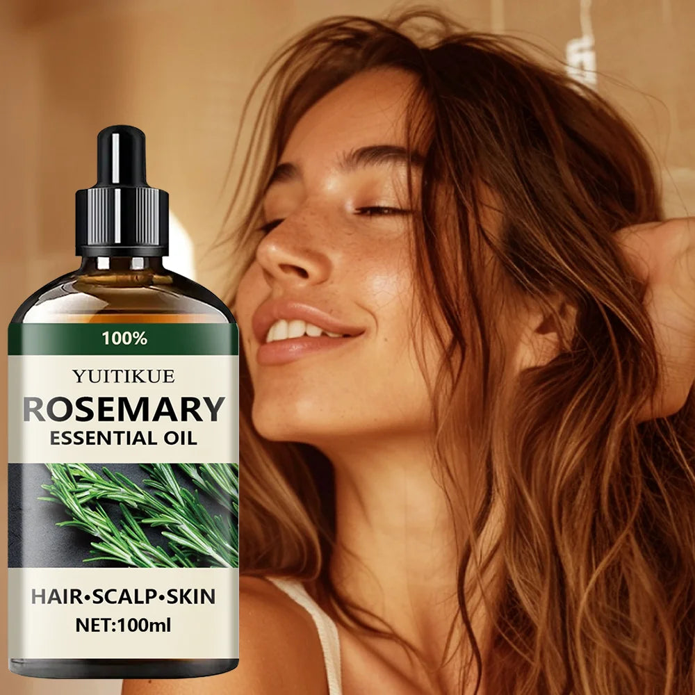 100% pure rosemary essential oil, suitable for hair, scalp, and skin, natural aromatherapy oil, nourishing and revitalizing.