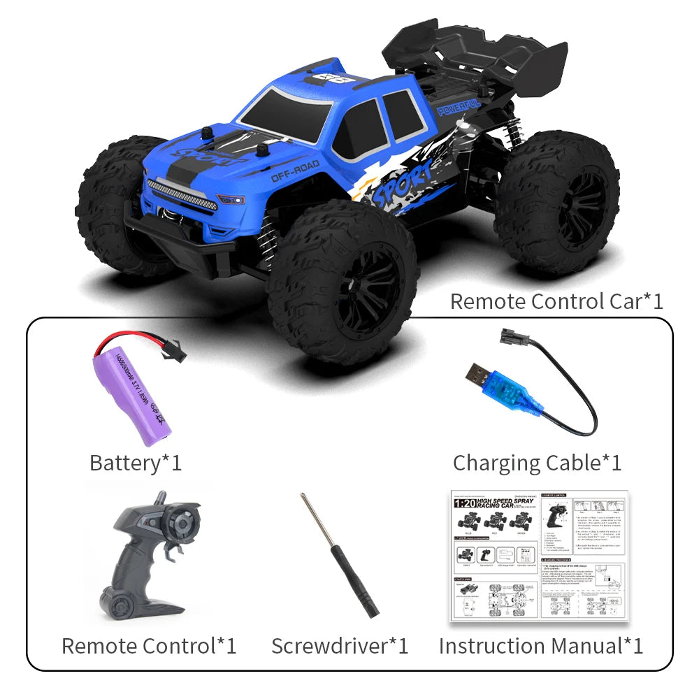 2.4G Remote Control Car with Light RC Vehicle RC Racing Car 20KM/H High Speed Off-Road Climbing Remote Control Toy Gift for Kids