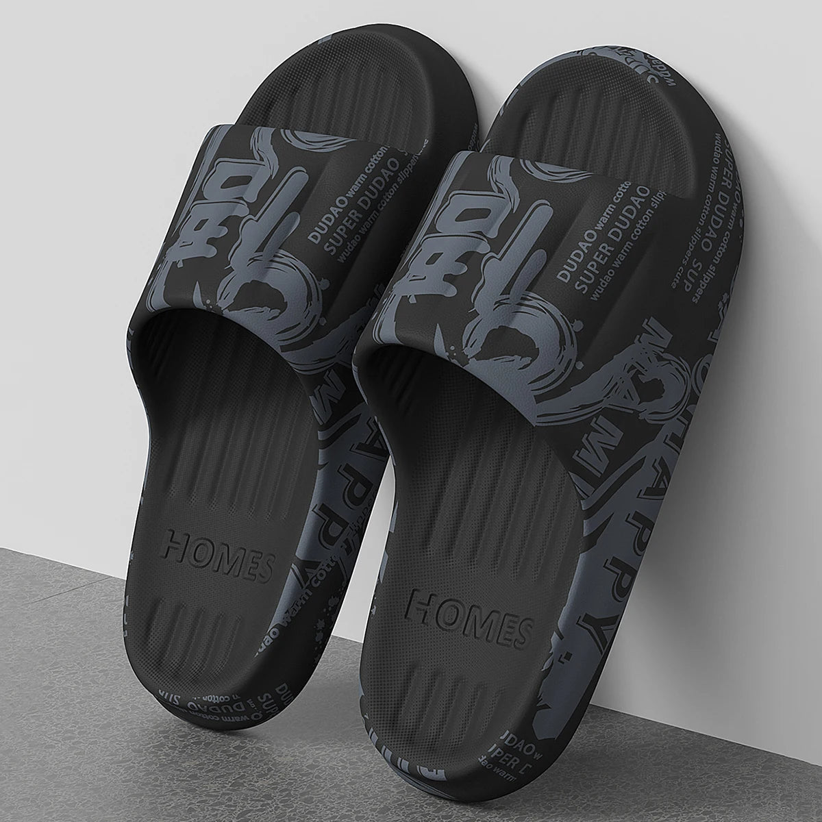 QYCKABY Fashion Printing Mens Slipper Trend Home Slides 2025 New Sandals Anti slip Cosy Soft Shoes Unisex Flip Flops Indoor Flat