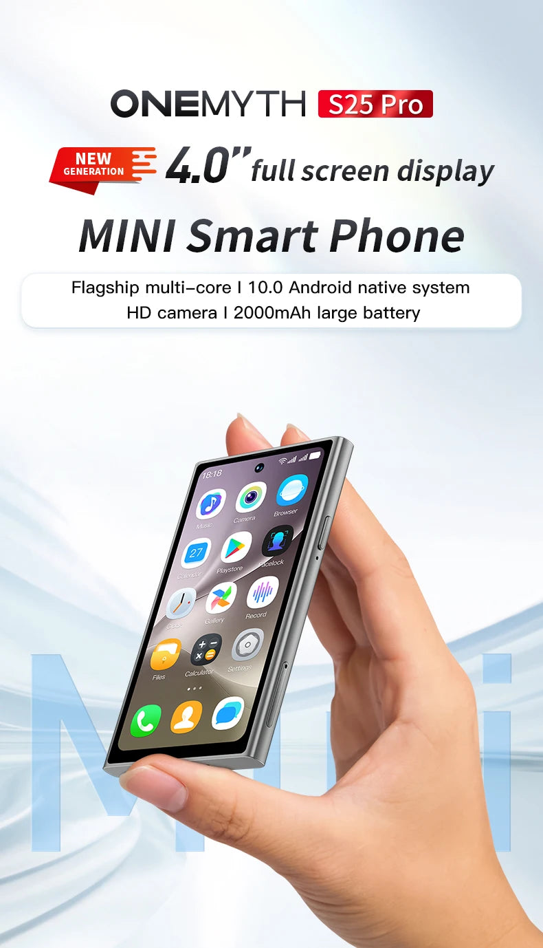 ONEMYTH S25 Pro 4.0" Mini Smartphone 2GB RAM 16GB ROM Android10.0 Face Recognition Unlock 2000mAh 3G Small Mobile Phone