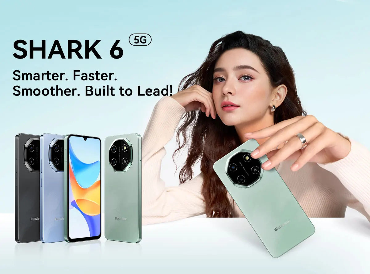 Blackview SHARK 6 AI Smartphone Android 15 Unisoc T8100 5G Mobile Phone 6.88'' Display 120Hz, 8+16GB RAM,128GB+2TB ROM, 5000mAh