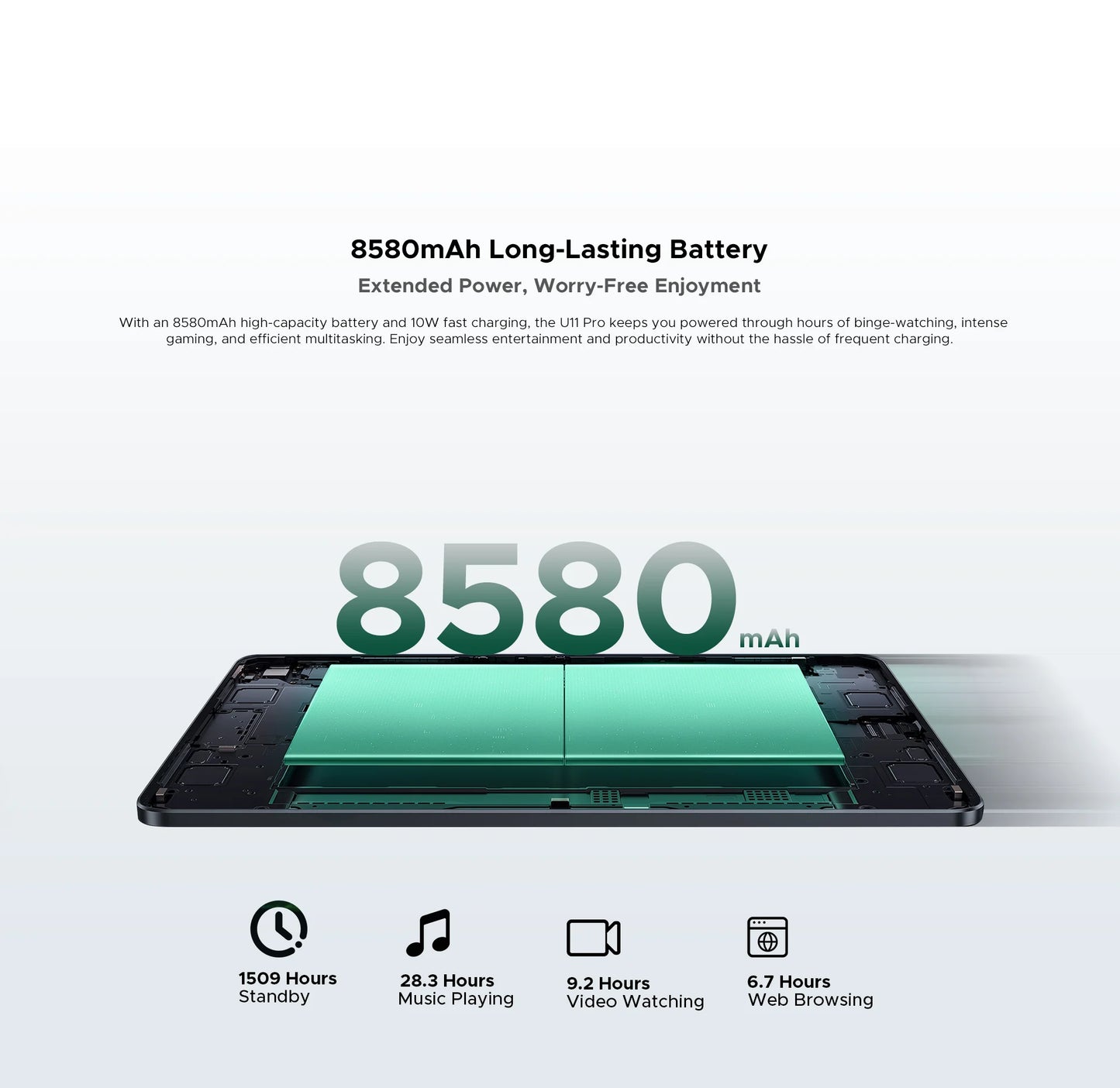 Global Version DOOGEE U11 Pro Android 15 Tablet PC 11 inch Ultra-clear 90Hz Display 30GB(6 + 24) 256GB 8580mAh Battery Tablet