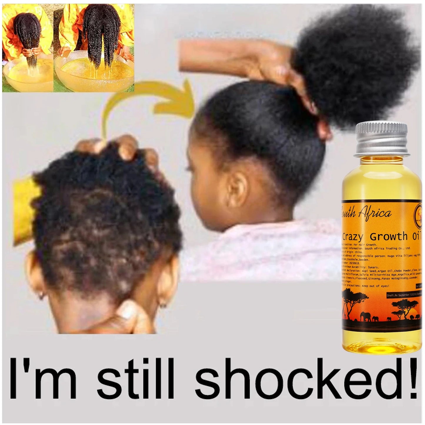 African Layden Oil Made by Ancient Methods GROW YOUR HAIR FASTER LONGER Visible Results Stop Breakage Promotes Hair Growth